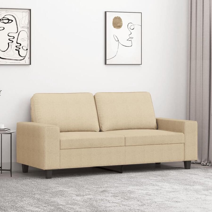 VidaXL Tweezitsbank 140 cm Crèmekleurig Tweezitsbank Banks Kopen Sofa Creme Kleuren Sofa Lounge Meubels