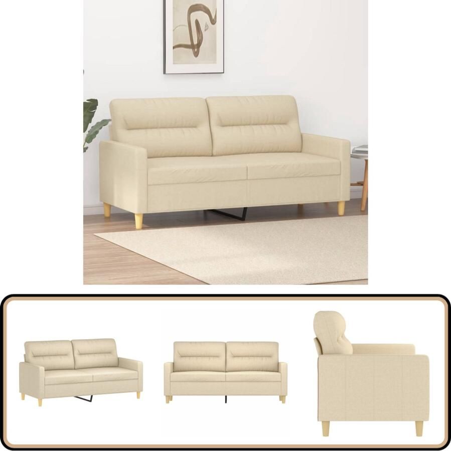 VidaXL Tweezitsbank 140 cm crèmekleurig Tweezitsbank Sofa Bankstel Creme Sofa Lounge Meubels