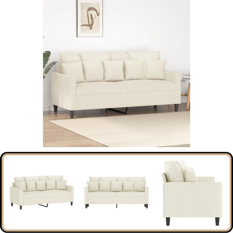 The Living Store Tweezitsbank 140 cm fluweel crèmekleurig Tweezitsbank Velours Bank Moderne Bank Salontafel Woonkamer Meubilair