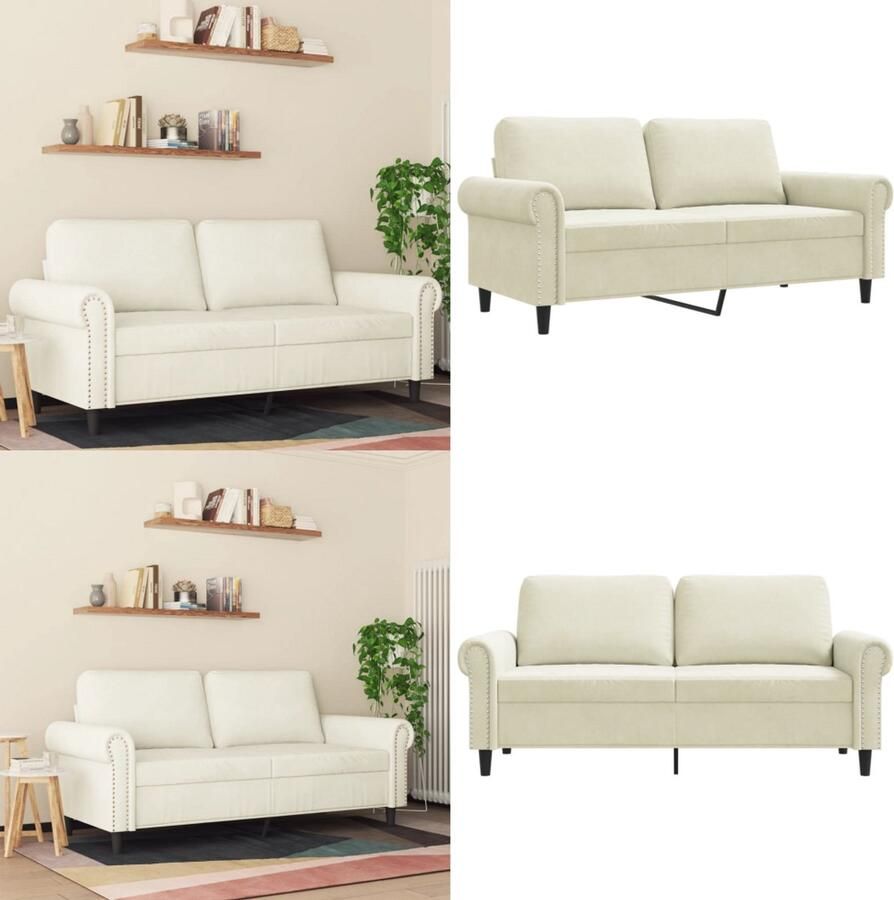 VidaXL Tweezitsbank 140 cm fluweel crèmekleurig 2-zitsbank 2-zitsbanken Bank Sofa