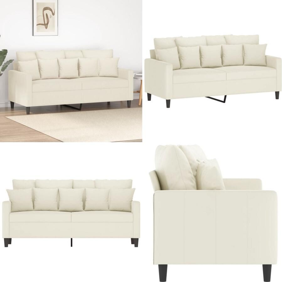 VidaXL Tweezitsbank 140 cm fluweel crèmekleurig 2-zitsbank 2-zitsbanken Bank Sofa