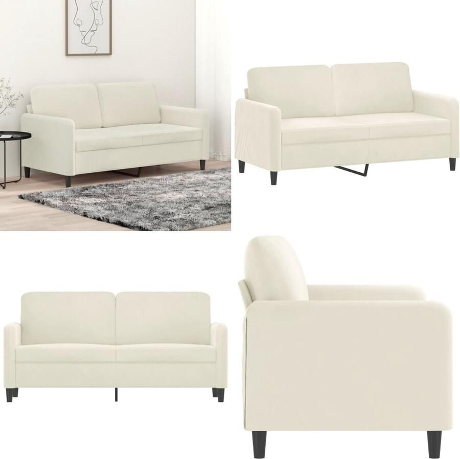 VidaXL Tweezitsbank 140 cm fluweel crèmekleurig 2-zitsbank 2-zitsbanken Bank Sofa
