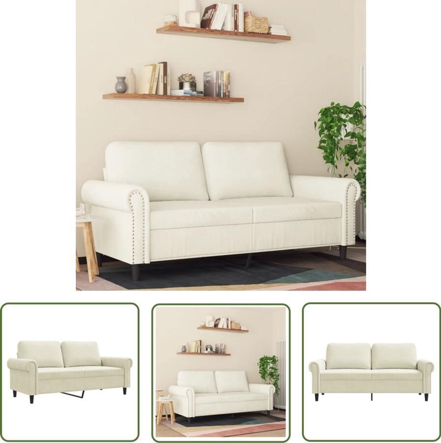 VidaXL Tweezitsbank 140 cm Fluweel Crèmekleurig Tweezitsbank Fluweelb Bank Salontafel Woonkamer Meubilair Beige Bank - Foto 2