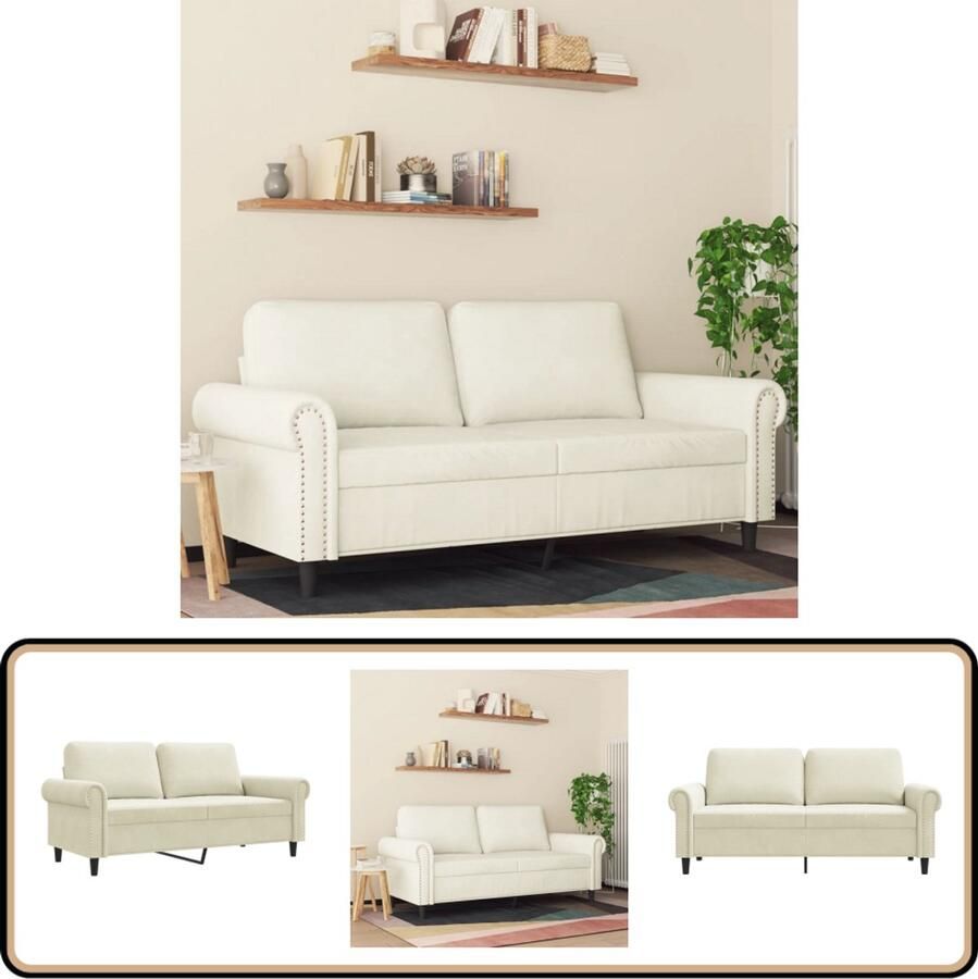 VidaXL Tweezitsbank 140 cm Fluweel Crèmekleurig Tweezitsbank Fluweelb Bank Salontafel Woonkamer Meubilair Beige Bank