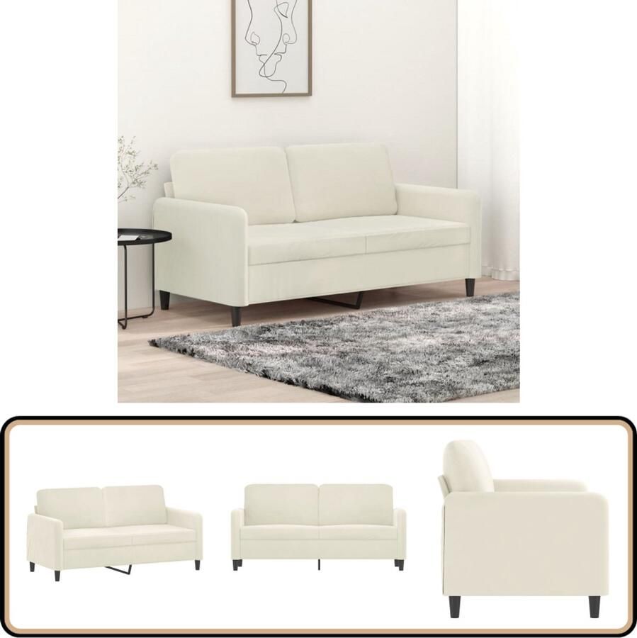 VidaXL Tweezitsbank 140 cm fluweel crèmekleurig Tweezitsbank Fluweelbank Salontafel Bankstellen Livingroom Meubilair