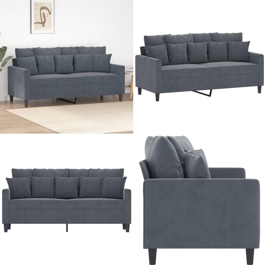 VidaXL Tweezitsbank 140 cm fluweel donkergrijs 2-zitsbank 2-zitsbanken Bank Sofa