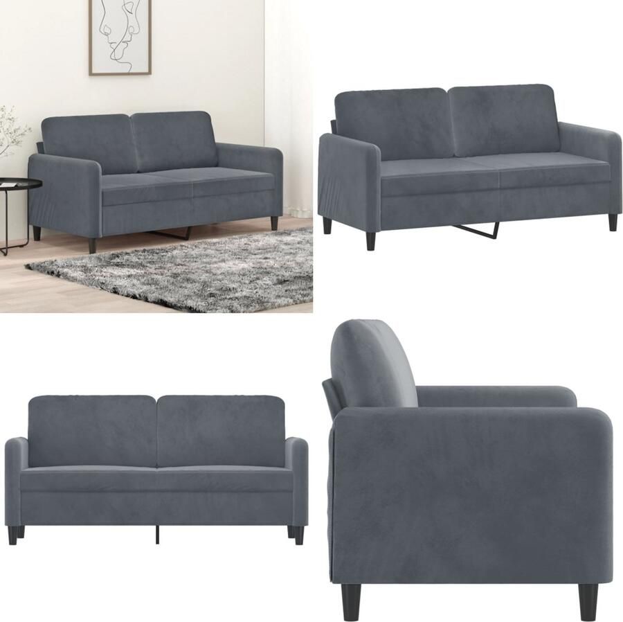 VidaXL Tweezitsbank 140 cm fluweel donkergrijs 2-zitsbank 2-zitsbanken Bank Sofa