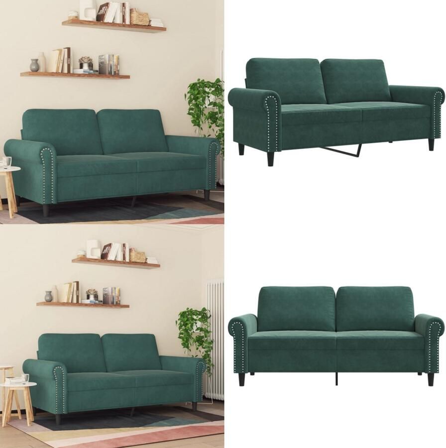 VidaXL Tweezitsbank 140 cm fluweel donkergroen 2-zitsbank 2-zitsbanken Bank Sofa