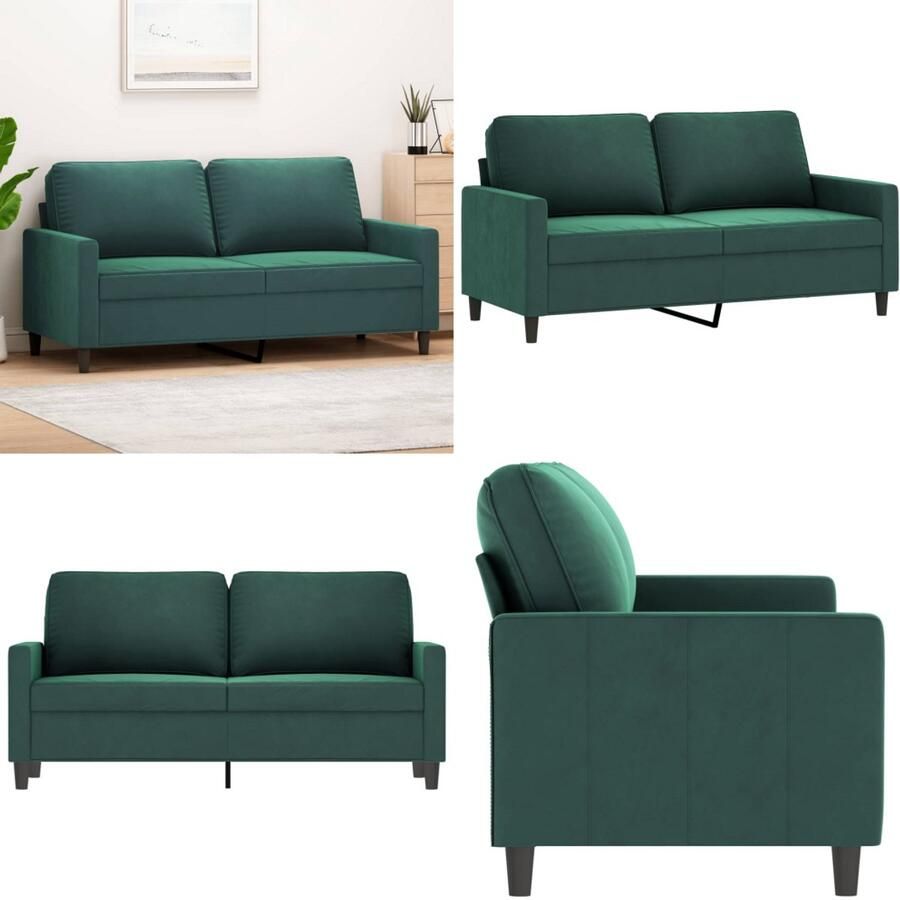 VidaXL Tweezitsbank 140 cm fluweel donkergroen 2-zitsbank 2-zitsbanken Bank Sofa
