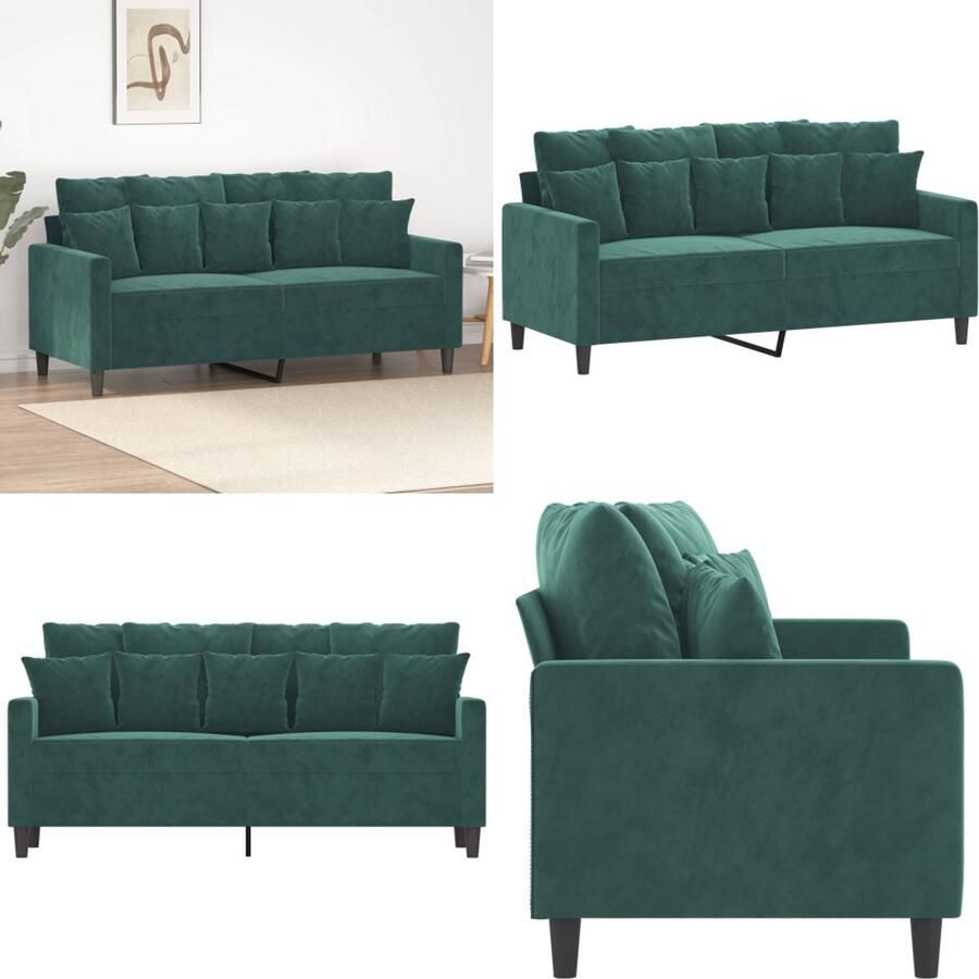 VidaXL Tweezitsbank 140 cm fluweel donkergroen 2-zitsbank 2-zitsbanken Bank Sofa