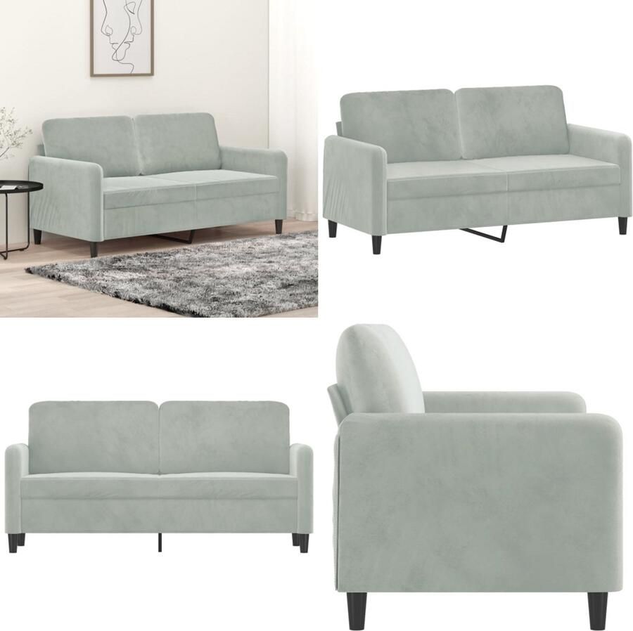 VidaXL Tweezitsbank 140 cm fluweel lichtgrijs 2-zitsbank 2-zitsbanken Bank Sofa