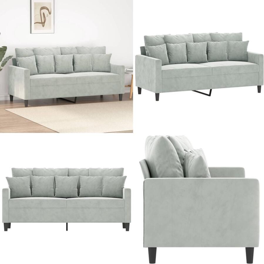 VidaXL Tweezitsbank 140 cm fluweel lichtgrijs 2-zitsbank 2-zitsbanken Bank Sofa