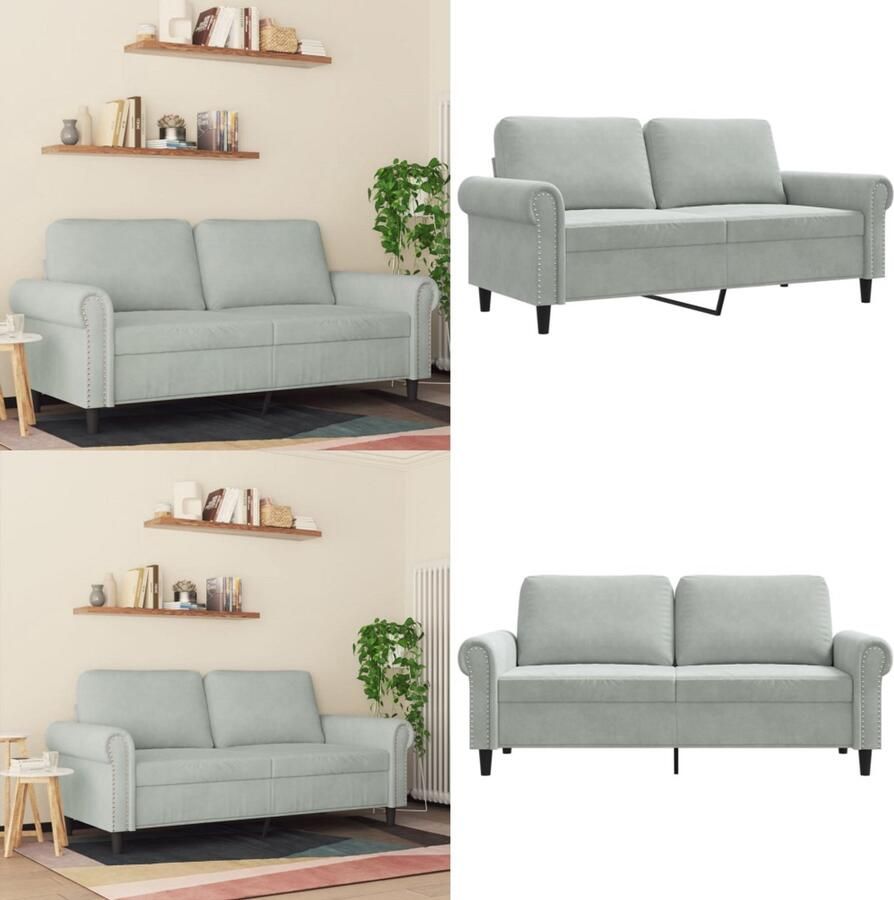 VidaXL Tweezitsbank 140 cm fluweel lichtgrijs 2-zitsbank 2-zitsbanken Bank Sofa - Foto 2