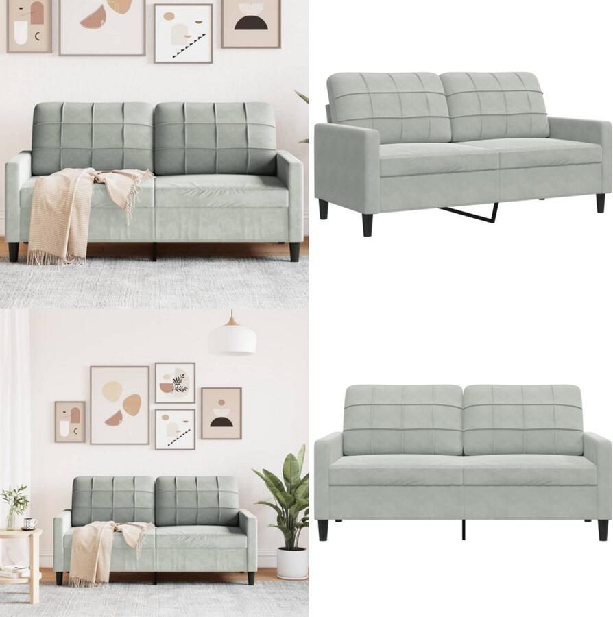 VidaXL Tweezitsbank 140 cm fluweel lichtgrijs 2-zitsbank 2-zitsbanken Bank Tweezitsbank