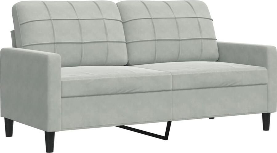 The Living Store 2-zitsbank 157 x 77 x 80 cm Lichtgrijs fluweel met stevig metalen frame Tweezitsbank Fluweel Sofa Grijze Bank Lounge Meubels Living Room Furniture - Foto 2