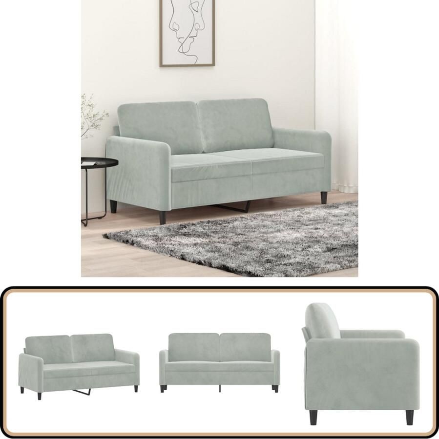 VidaXL Tweezitsbank 140 cm Fluweel Lichtgrijs Tweezitsbank Velvet Bank Grijze Bank Salontafel Bankstellen