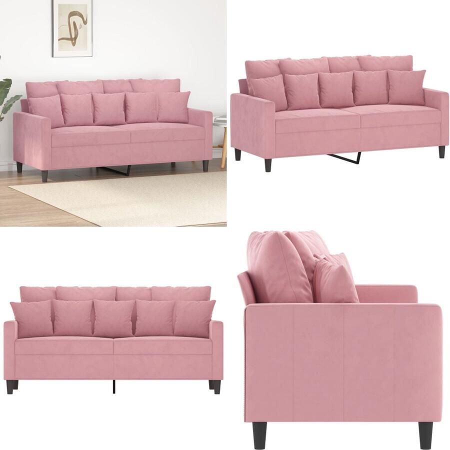 VidaXL Tweezitsbank 140 cm fluweel roze 2-zitsbank 2-zitsbanken Bank Sofa