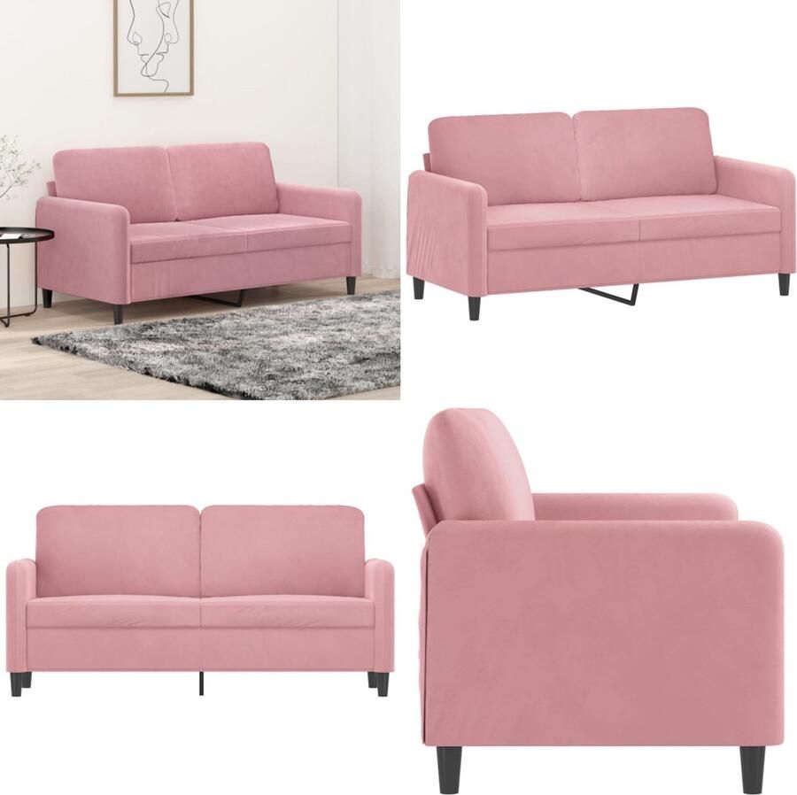 VidaXL Tweezitsbank 140 cm fluweel roze 2-zitsbank 2-zitsbanken Bank Sofa