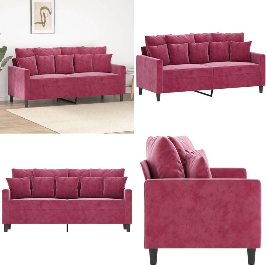VidaXL Tweezitsbank 140 cm fluweel wijnrood 2-zitsbank 2-zitsbanken Bank Sofa