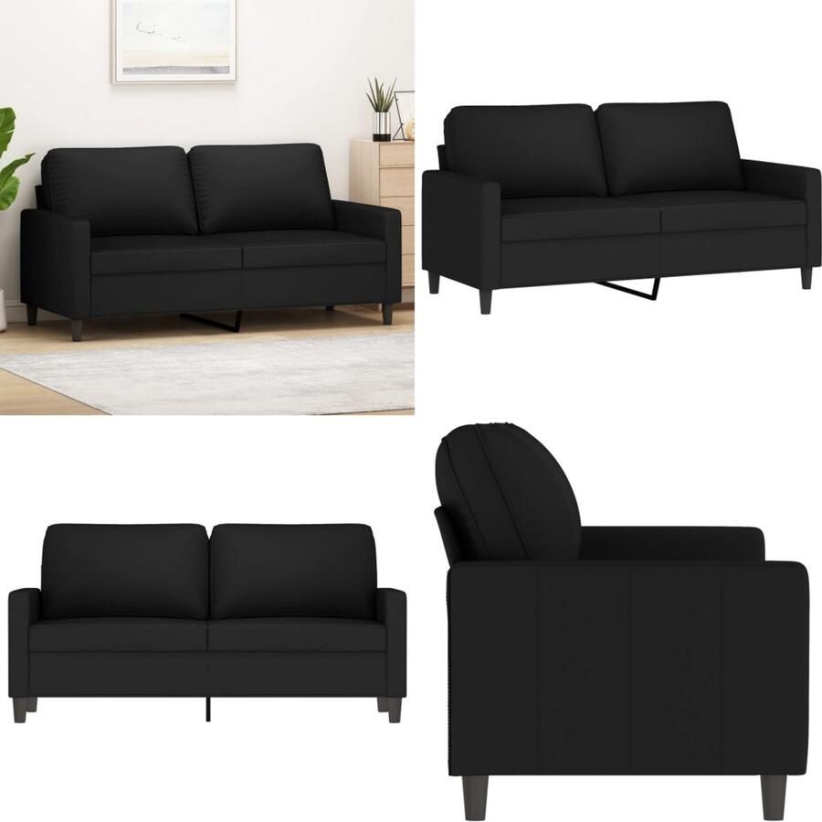 VidaXL Tweezitsbank 140 cm fluweel zwart 2-zitsbank 2-zitsbanken Bank Sofa