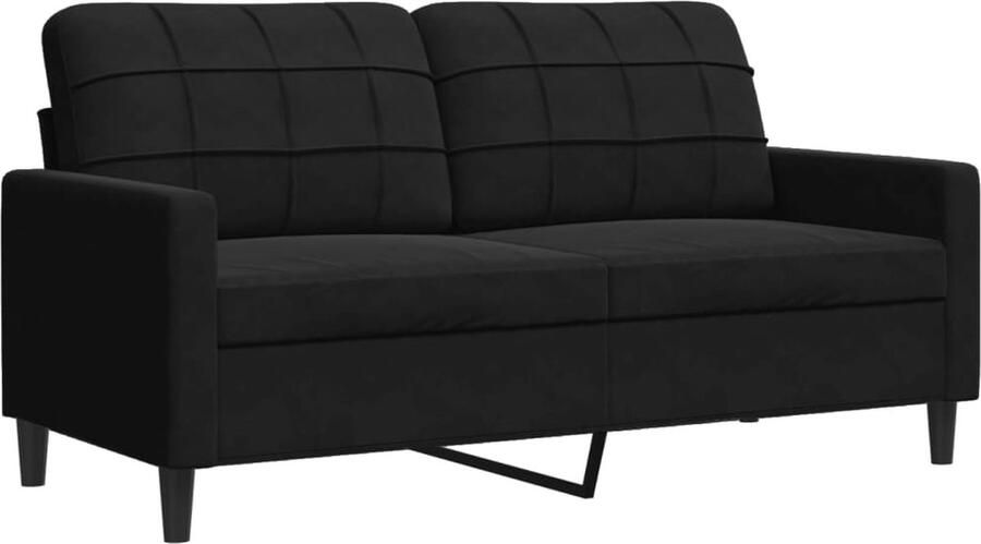 The Living Store 2-zitsbank fluweel zwart 157 x 77 x 80 cm Stevig frame Tweezitsbank Fluweel Sofa Zwarte Bank Lounge Bank Banks Kopen - Foto 2
