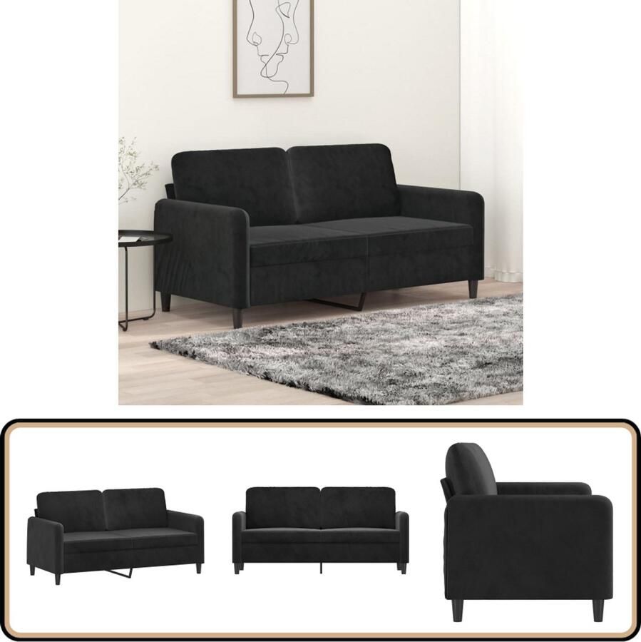 VidaXL Tweezitsbank 140 cm Fluweel Zwart Tweezitsbank Zwarte Bank Velvet Bank Salontafel Woonkamer Meubilair