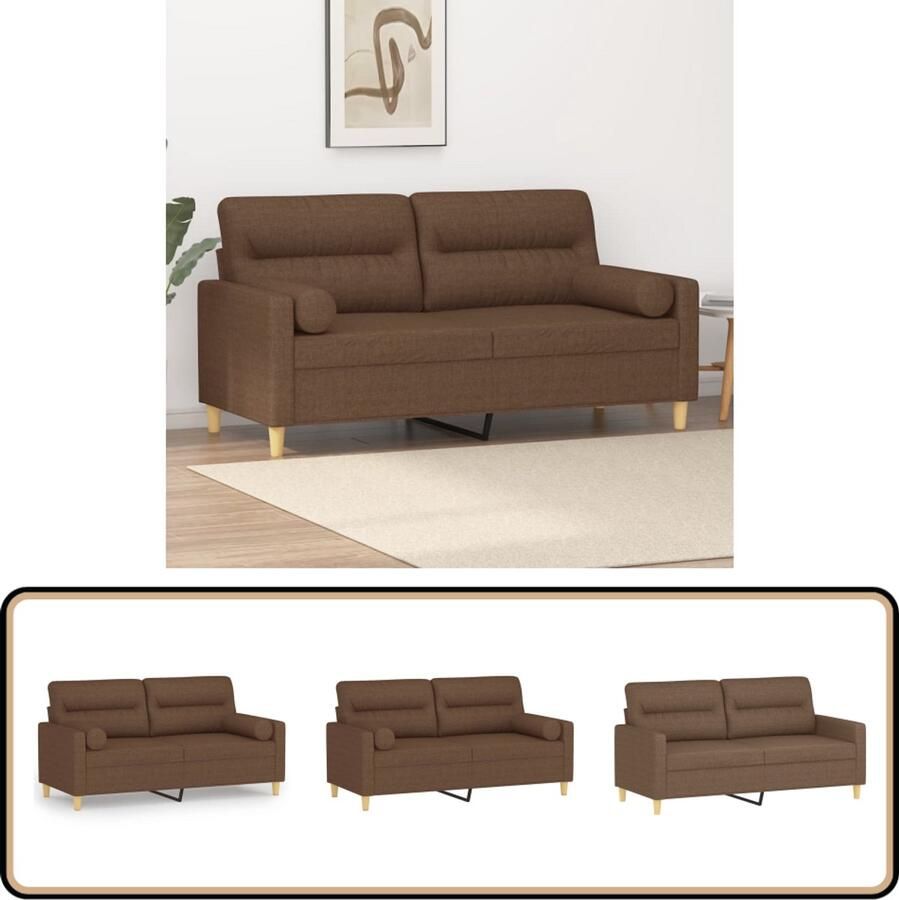 VidaXL Tweezitsbank 140 cm Inclusief sierkussens Tweezitsbank Bruine Bank Sofa Bruin Banks Kopen Lounge Meubilair