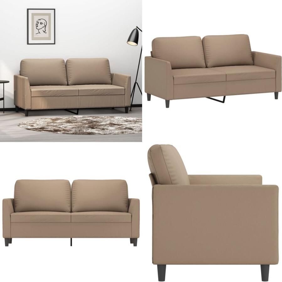 VidaXL Tweezitsbank 140 cm kunstleer cappuccinokleurig 2-zitsbank 2-zitsbanken Bank Tweezitsbank