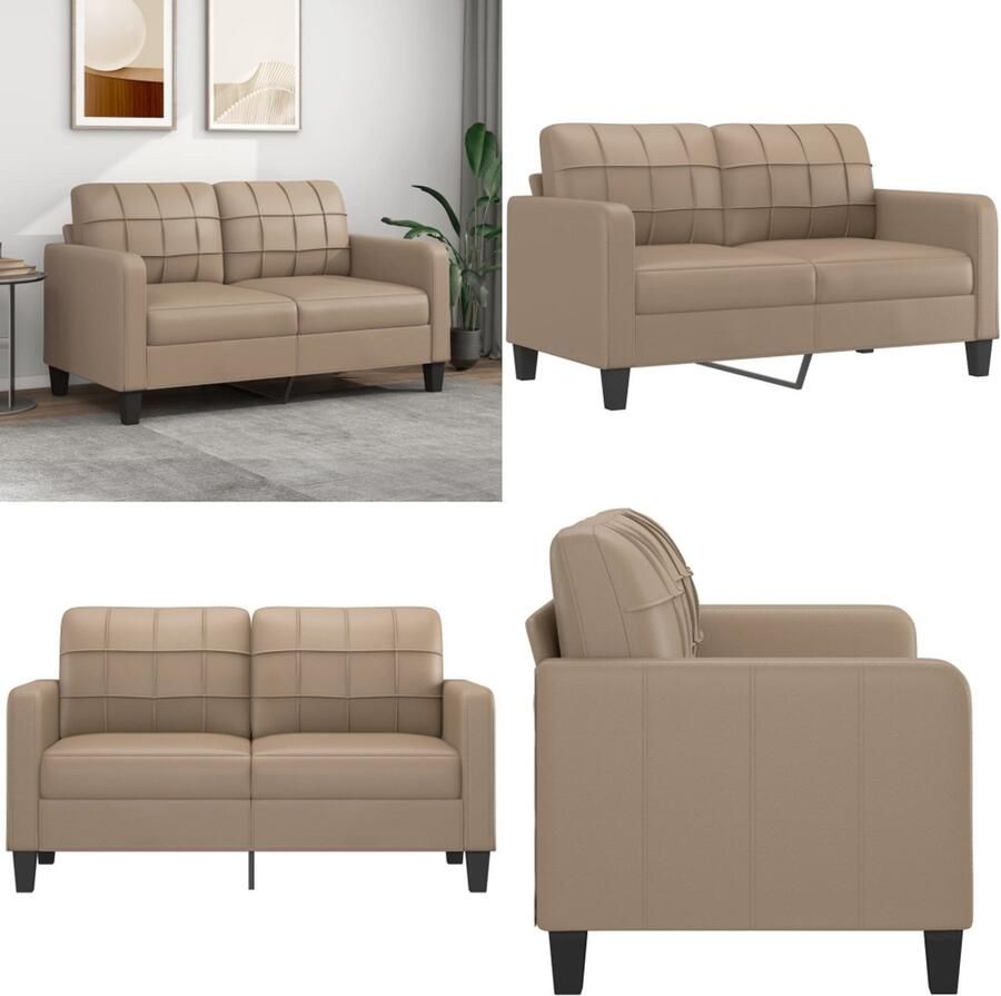 VidaXL Tweezitsbank 140 cm kunstleer cappuccinokleurig 2-zitsbank 2-zitsbanken Bank Tweezitsbank