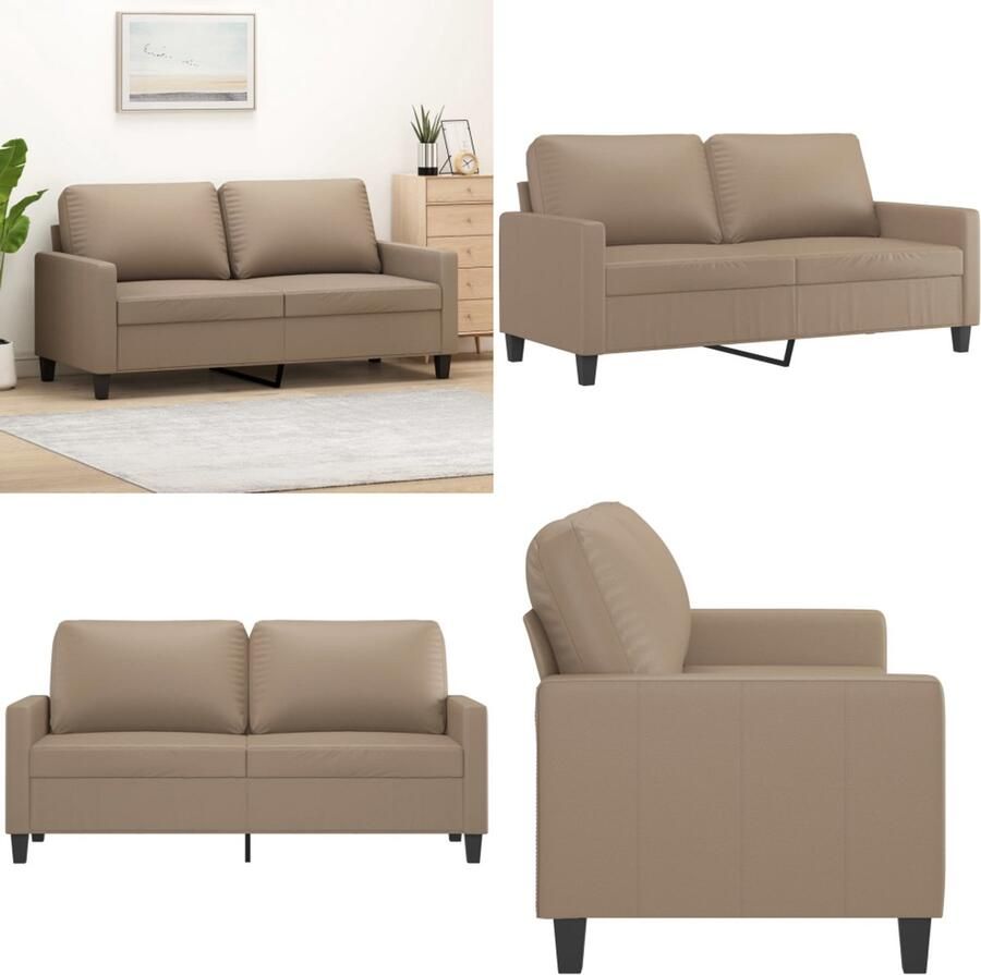 VidaXL Tweezitsbank 140 cm kunstleer cappuccinokleurig 2-zitsbank 2-zitsbanken Bank Tweezitsbank