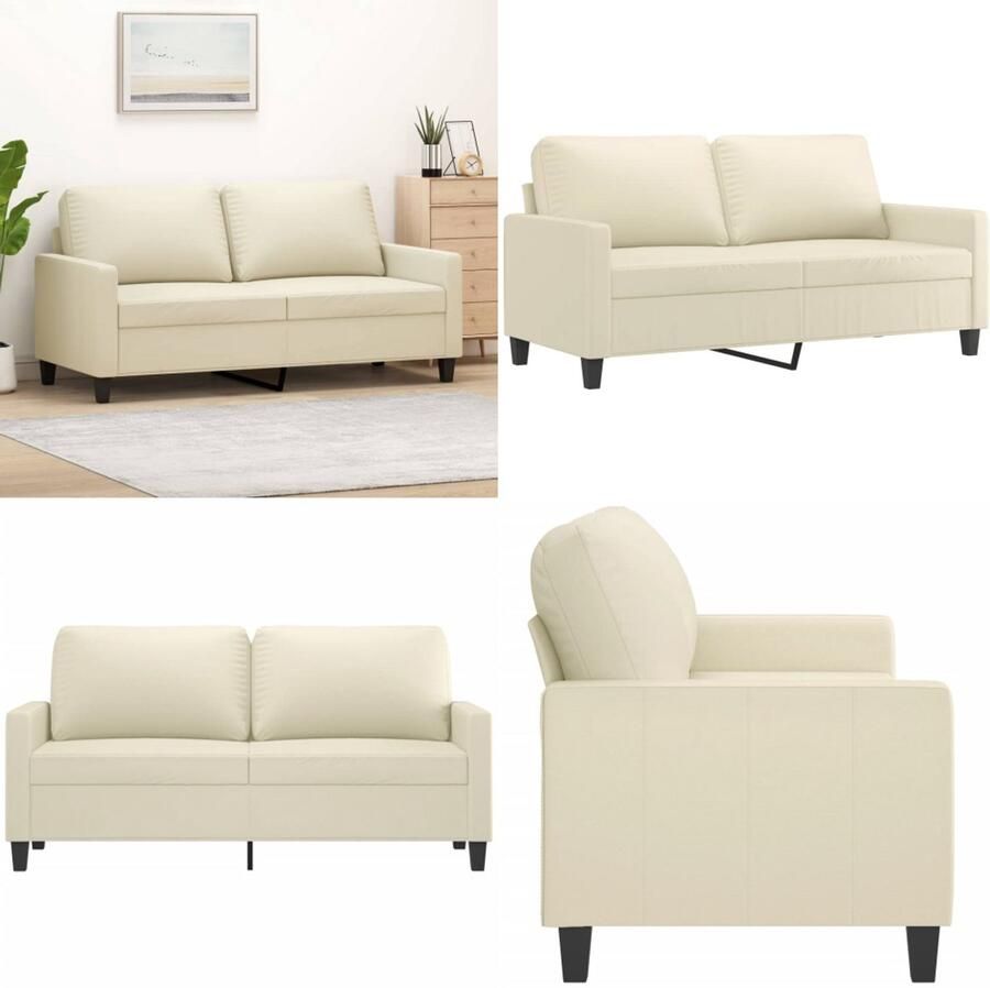 VidaXL Tweezitsbank 140 cm kunstleer crèmekleurig 2-zitsbank 2-zitsbanken Bank Tweezitsbank