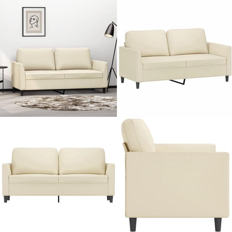 VidaXL Tweezitsbank 140 cm kunstleer crèmekleurig 2-zitsbank 2-zitsbanken Bank Tweezitsbank