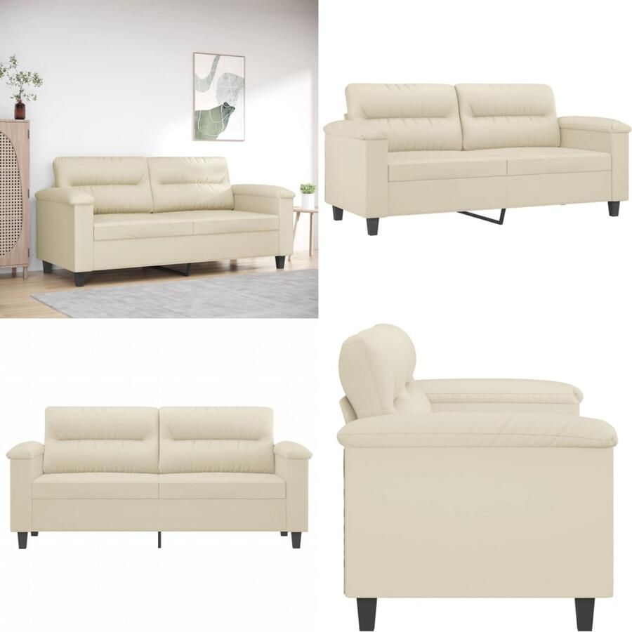 VidaXL Tweezitsbank 140 cm kunstleer crèmekleurig 2-zitsbank 2-zitsbanken Bank Tweezitsbank