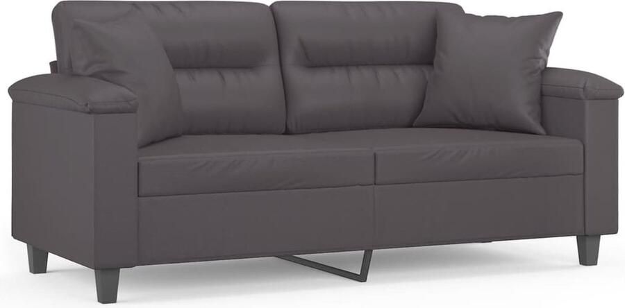 The Living Store 2-zitsbank Kunstleer Grijs Duurzaam en comfortabel 170 x 77 x 80 cm Tweezitsbank Kunstleder Sofa Grijze Bank Lounge Bank Living Room Furniture - Foto 3
