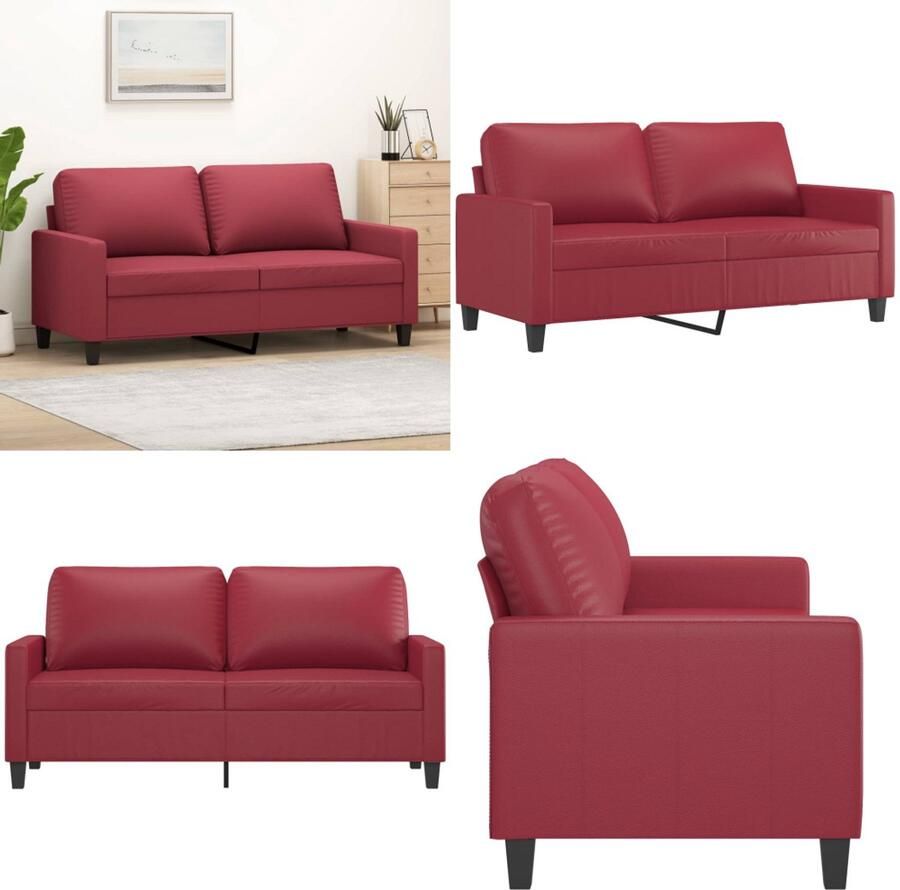 VidaXL Tweezitsbank 140 cm kunstleer wijnrood 2-zitsbank 2-zitsbanken Bank Tweezitsbank