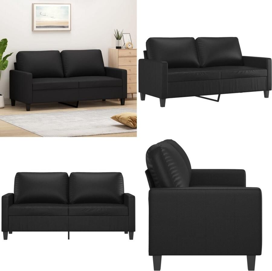 VidaXL Tweezitsbank 140 cm kunstleer zwart 2-zitsbank 2-zitsbanken Bank Tweezitsbank