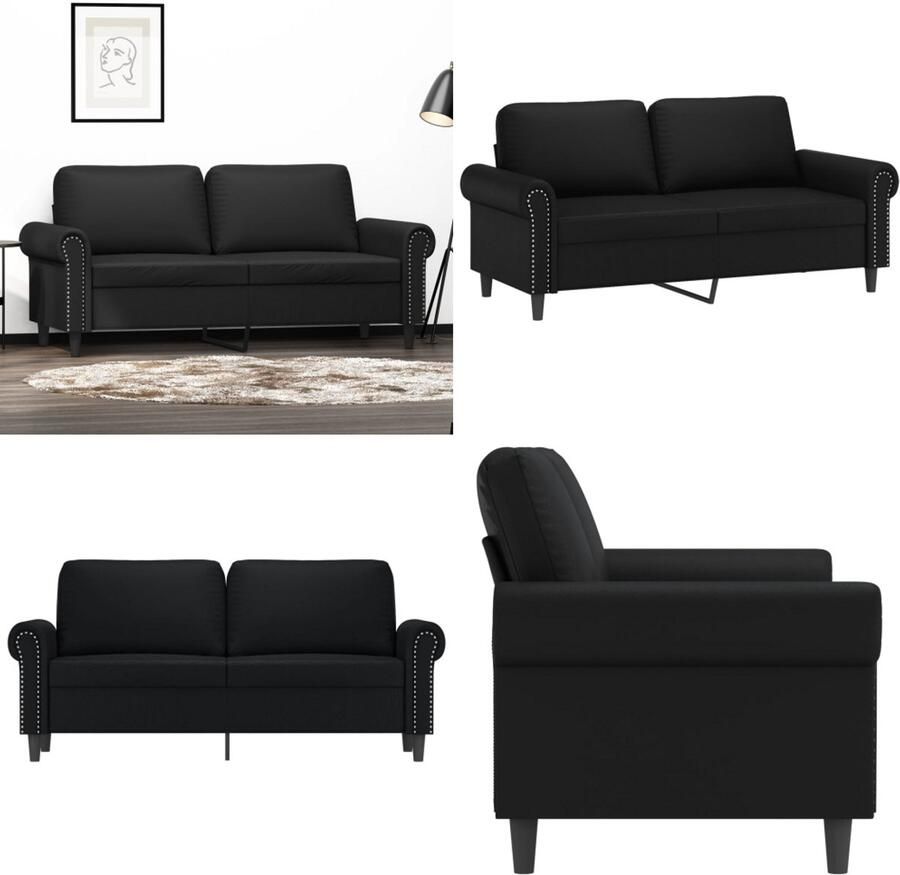 VidaXL Tweezitsbank 140 cm kunstleer zwart 2-zitsbank 2-zitsbanken Bank Tweezitsbank