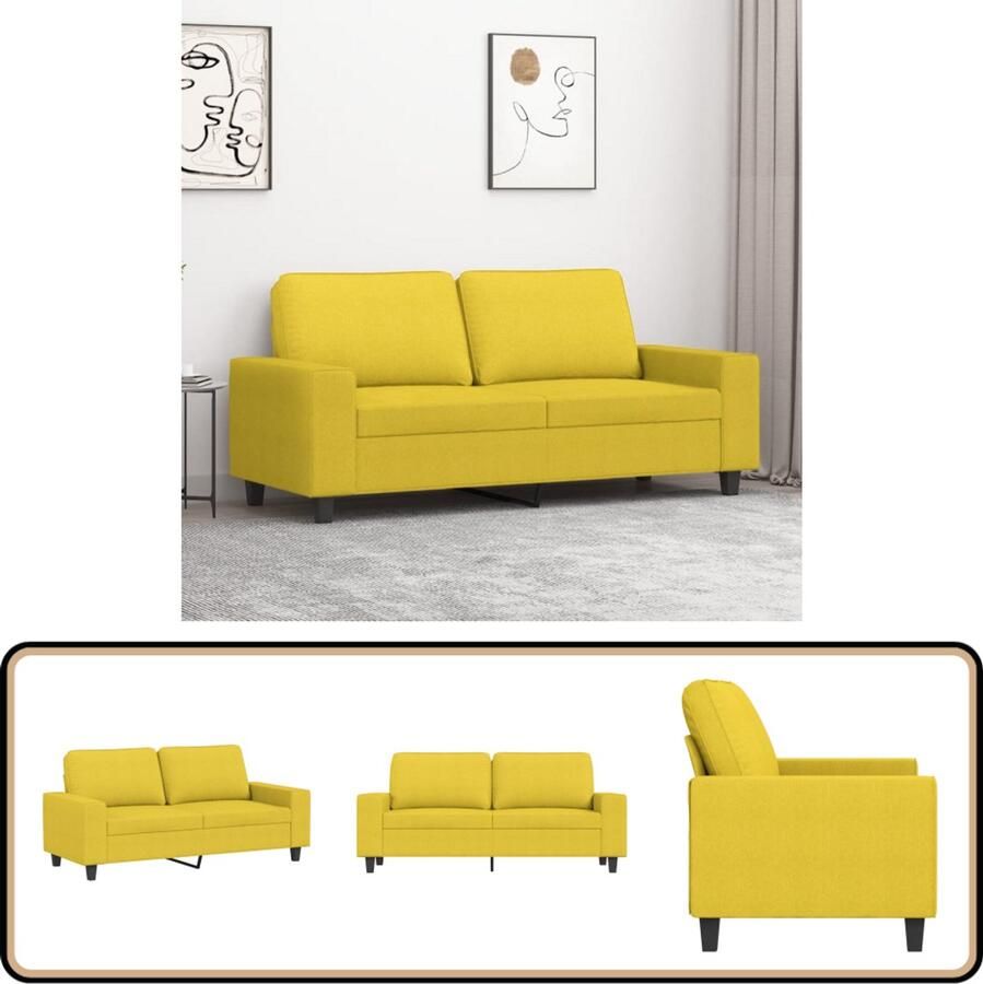 VidaXL Tweezitsbank 140 cm Lichtgeel Stof Tweezitsbank Sofa Bankstellen Geel Sofa Lichtgeel Meubilair