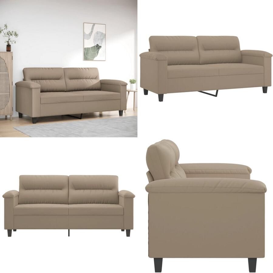 VidaXL Tweezitsbank 140 cm microvezelstof taupe 2-zitsbank 2-zitsbanken Bank Tweezitsbank