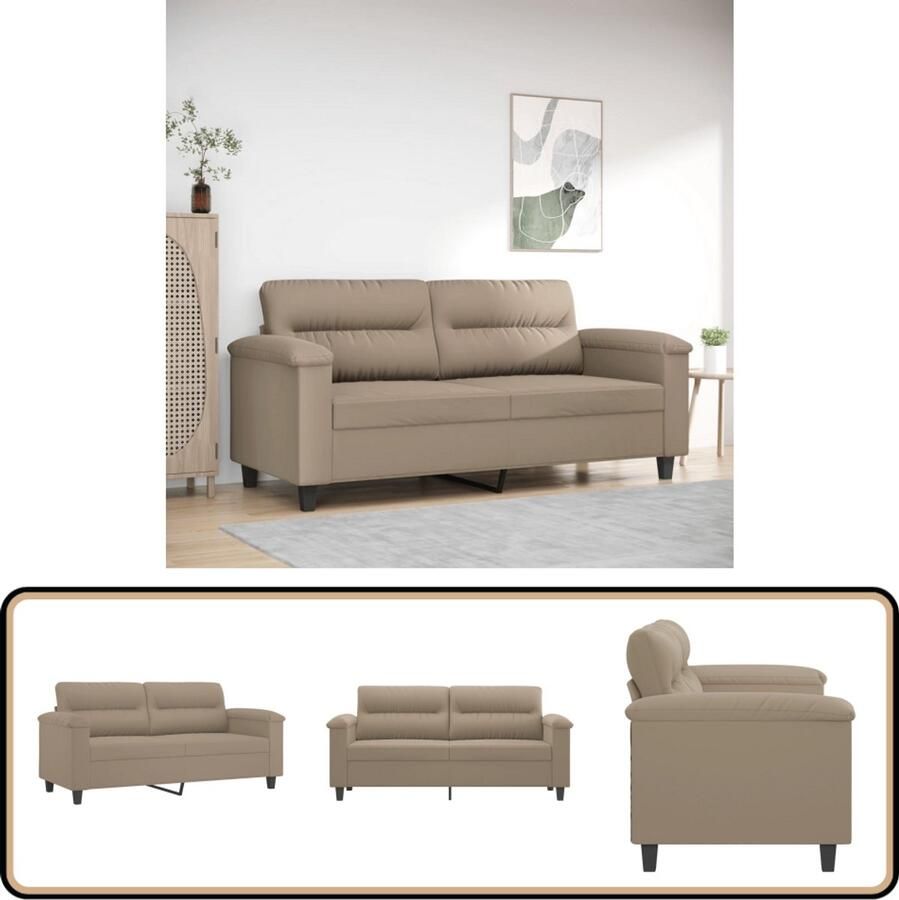 VidaXL Tweezitsbank 140 cm Microvezelstof Taupe Tweezitsbank Microfiber Bank Lounge Bank Salontafel Banks Kopen