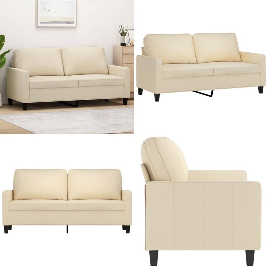 VidaXL Tweezitsbank 140 cm stof crèmekleurig 2-zitsbank 2-zitsbanken Bank Tweezitsbank