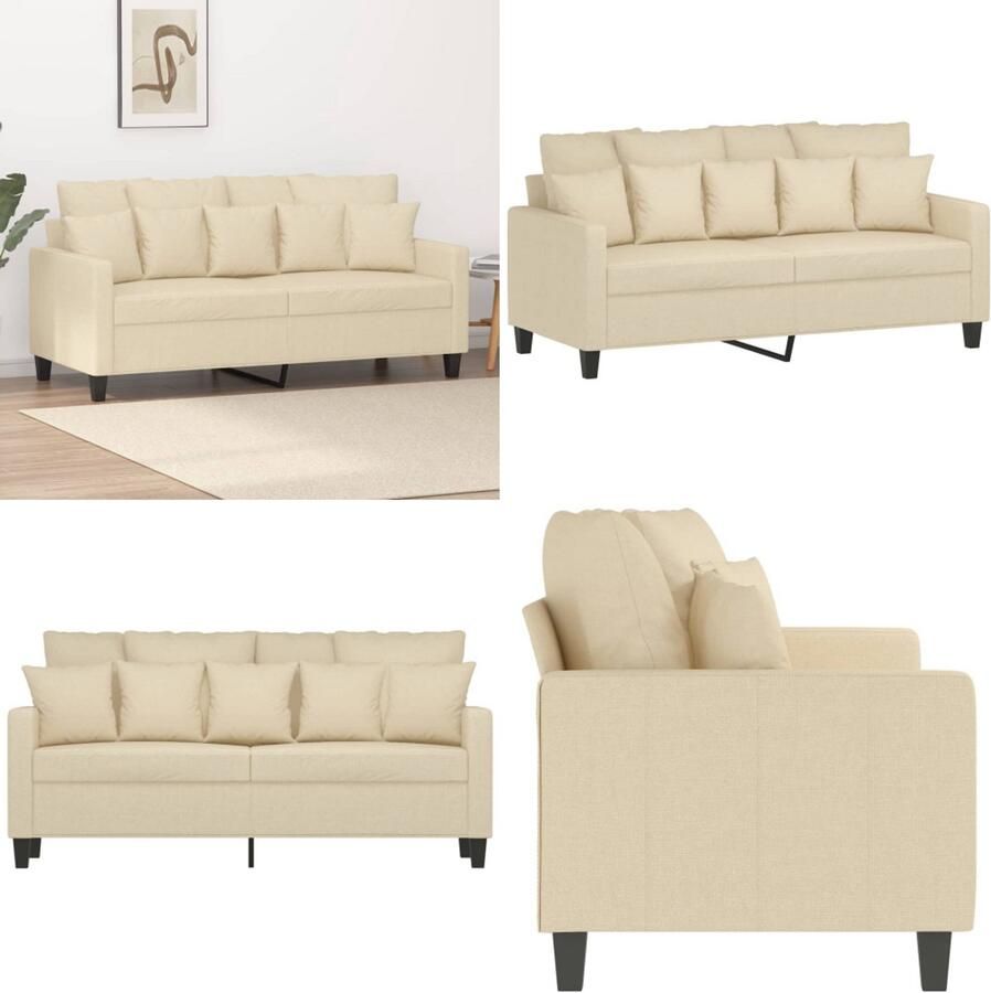 VidaXL Tweezitsbank 140 cm stof crèmekleurig 2-zitsbank 2-zitsbanken Bank Tweezitsbank