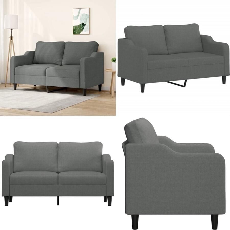 VidaXL Tweezitsbank 140 cm stof donkergrijs 2-zitsbank 2-zitsbanken Bank Tweezitsbank