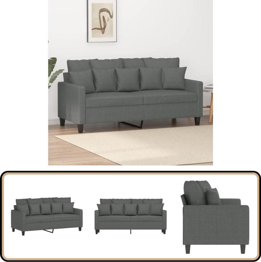 VidaXL Tweezitsbank 140 cm Stof Donkergrijs Tweezitsbank Donkere Bank Bankstellen Lounge Meubilair Salonmeubelen