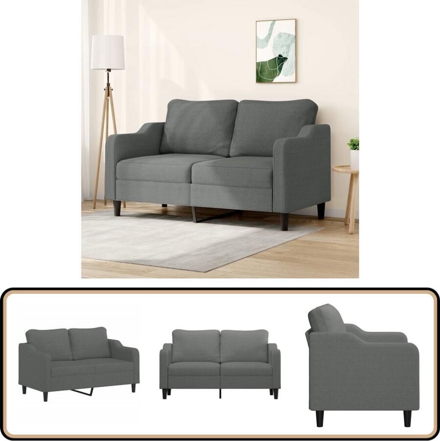 VidaXL Tweezitsbank 140 cm Stof Donkergrijs Tweezitsbank Donkere Meubels Bankstellen Saloninrichting Lounge Furniture