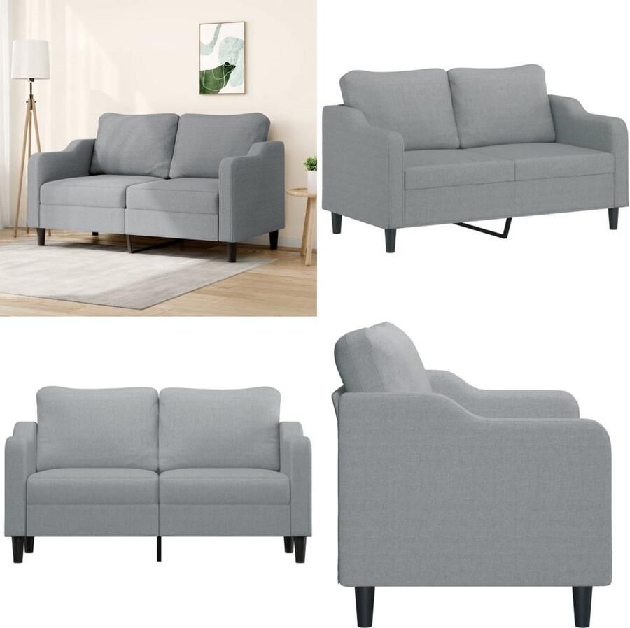 VidaXL Tweezitsbank 140 cm stof lichtgrijs 2-zitsbank 2-zitsbanken Bank Tweezitsbank