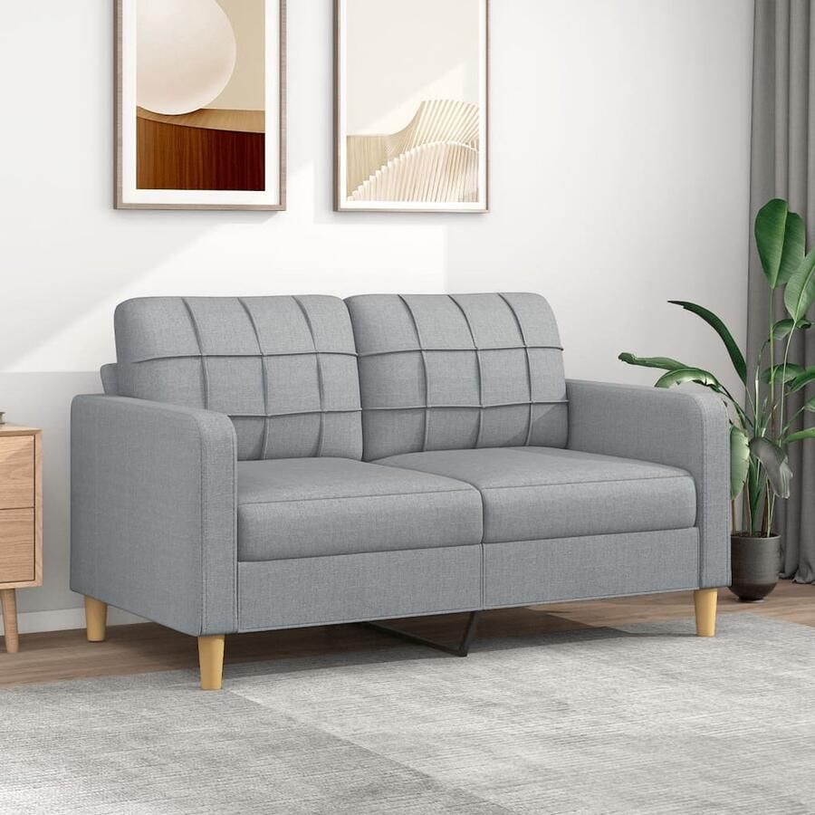 VidaXL Tweezitsbank 140 cm Stof Lichtgrijs Tweezitsbank Sofa Bankstellen Grijs Sofa Stoffen Bank Lounge Meubilair Living Room Furniture Interieurdecoratie Huiselijke Sfeer Relaxstoel Comfort - Foto 2