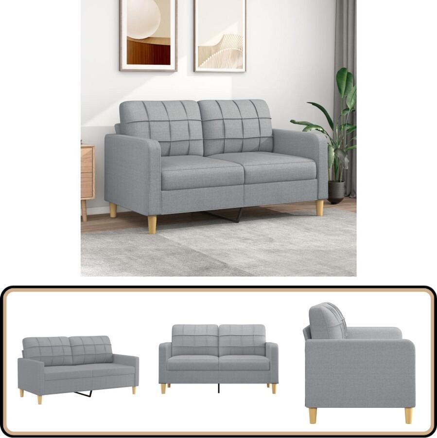 VidaXL Tweezitsbank 140 cm Stof Lichtgrijs Tweezitsbank Sofa Bankstellen Grijs Sofa Stoffen Bank Lounge Meubilair Living Room Furniture Interieurdecoratie Huiselijke Sfeer Relaxstoel Comfort