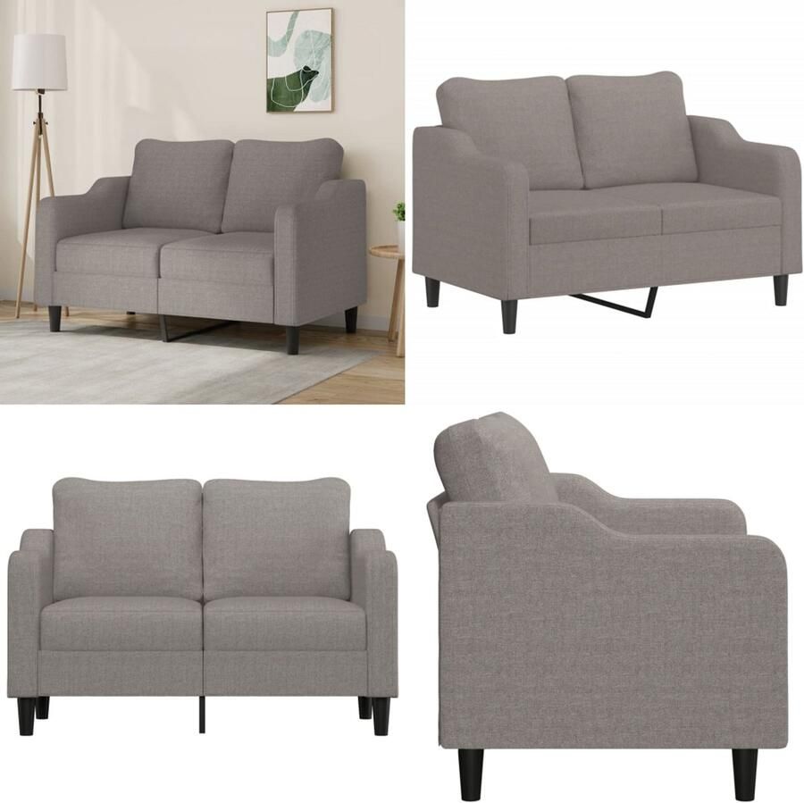 VidaXL Tweezitsbank 140 cm stof taupe 2-zitsbank 2-zitsbanken Bank Tweezitsbank