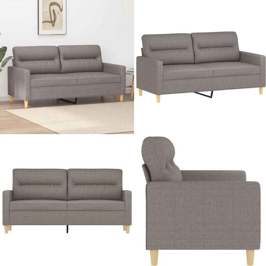 VidaXL Tweezitsbank 140 cm stof taupe 2-zitsbank 2-zitsbanken Bank Tweezitsbank